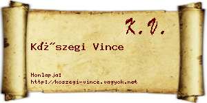 Kőszegi Vince névjegykártya
